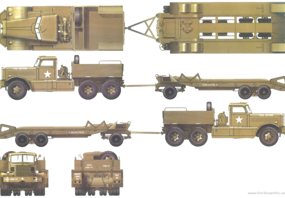 Грузовик Diamond T M19 [Tank Transporter] - чертежи, габариты, рисунки
